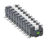 PrecisGear 5pcs/10pcs TZE241 Cinta de Etiqueta de 18 mm Compatible con PTH500 PTE300 Etiqueta Los Funcionan con TZE-241 TZE141 TZE641 para el número TZE241(10PK Black on White)