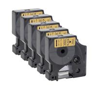 PrecisGear 5pcs 45013 Black On White Compatible with D1 Tape 45010 45018 45021 Works LabelManager 160 280 260D Label Printing(Black on Gold)