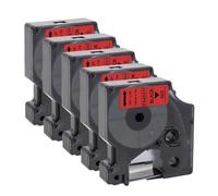 PrecisGear 5pcs 45013 Black On White Compatible with D1 Tape 45010 45018 45021 Works LabelManager 160 280 260D Label Printing(Black on Red)