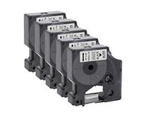 PrecisGear 5pcs 45013 Black On White Compatible with D1 Tape 45010 45018 45021 Works LabelManager 160 280 260D Label Printing(Black on Silver)