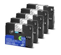 PrecisGear Cinta de Etiqueta de 5 Piezas 6 mm 9 mm 12 mm 18 mm 24 mm Compatible con TZE 131 TZ141 Negro Laminado ESTÁNS(18MM)