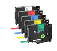 PrecisGear Cinta de Etiquetas 5PK/10PK Tze 231 131 631 Casete Laminado de 12 mm Compatible con rotuladora(5PK-Mix-Colors)