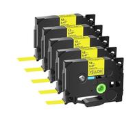 PrecisGear Cinta de Etiquetas 5PK/10PK Tze 231 131 631 Casete Laminado de 24 mm Compatible con rotuladora(5PK-Black on Yellow)