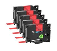 PrecisGear Cinta de Etiquetas 5PK/10PK Tze 231 131 631 Casete Laminado de 6 mm Compatible con rotuladora(5PK-Black on Red)