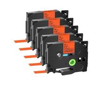 PrecisGear Cinta de Etiquetas 5PK/10PK Tze 231 131 631 Casete Laminado de 9 mm Compatible con rotuladora(Fluo Black on Orange)