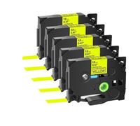 PrecisGear Cinta de Etiquetas 5PK/10PK Tze 231 131 631 Casete Laminado de 9 mm Compatible con rotuladora(Fluo Black on Yellow)