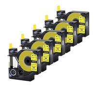 PrecisGear Cintas de Etiquetas de Tubo termorretráctil, compatibles con Cinta A18055 A18056 de 12mm con Impresora 4200 5000, 3-10 Uds.(5PK Black on Yellow)