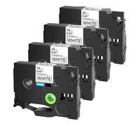 PrecisGear Cintas de identificación Flexibles 3/4/5/10 Etiquetas laminadas de 12 mm compatibles con Etiquetas PT-1000 PT-D450 Tze-FX231(4PK Black on White)