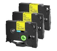 PrecisGear Cintas de identificación Flexibles 3/4/5/10 Etiquetas laminadas de 12 mm compatibles con Etiquetas PT-1000 PT-D450 Tze-FX231(3PK Black on Yellow)