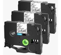 PrecisGear Cintas de identificación Flexibles 3 4 5 10 Piezas de Etiqueta laminada de 12 mm Compatible con PT-1000 PT-D450 TZ TZE-FX231 para el número 8K192725B(3PK Black on Clear)