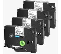 PrecisGear Cintas de identificación Flexibles 3/4/5/10 Piezas Etiqueta laminada de 9 mm Compatible con PT-1000 PT-D450 de Etiquetas Tze-FX231(4PK Black on Clear)