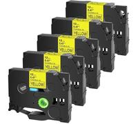 PrecisGear Cintas Flexibles laminadas de 9mm, 3/4/5/10 Uds., compatibles con Tz Tze-FX231 FX131 FX631 PT-1000 Universal(5PK Black on Yellow)