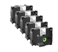 PrecisGear El reemplazo de Cinta de Etiqueta Compatible de 5 Piezas de 24 mm para la Cinta de Marcador de Etiqueta Blanca laminada TZE-251 Funciona con PTD600 PT-P710BT Reemplazo de terceros