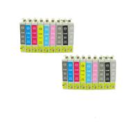 PrecisGear Ink Cartridges Compatible with Stylus Photo R2400 T0591 T0592 T0593 T0594 T0595 T0596 T0597 T0598 T0599 Color Printing(2 Sets)