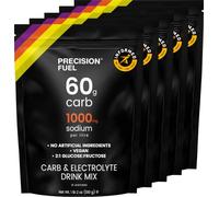 Precision Fuel Carb and Electrolyte Powder Mix - Bebida energética de alto rendimiento, 60 g de carbohidratos y 1000 mg de sodio por litro - para entrenamientos intensos y deportes (paquete de 5)