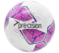 Precision Fusion FIFA - Balón de entrenamiento básico, para todo tipo de clima, certificado IMS, oficial, altamente duradero, espuma EVA de 3.5 mm, blanco, rosa, morado, tamaño 5
