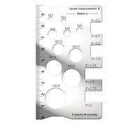 Precision Thread Gauge, Screw Measurement Tool, Stainless Steel Ruler with Clear Markings, Size Checking Device, Perno Gauge with Grabado Scale, Workshop Site for Engineers and Carpenters