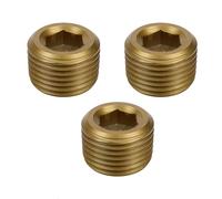 PrecisionGeek Juego de 3 tapones de aluminio anodizado dorado NPT hexagonal de 1/8 pulgadas, sello de puerto de aceite/fluido para proyectos hidráulicos, neumáticos y de motor