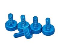 PrecisionGeek Tornillo de cabeza moleteada Aluminio Azul M3 x 10mm 5pz