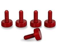 PrecisionGeek Tornillo de cabeza moleteada Aluminio Rojo M4 x 10mm 5pz