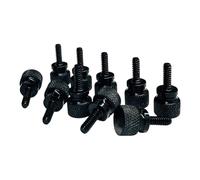Precisiongeek Tornillos moleteados 6-32 UNC x 6,5 mm, diámetro de 10 mm, aluminio anodizado negro, tornillos de mano para cámara, electrónica y carcasa, 10 unidades