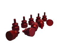 Precisiongeek Tornillos moleteados 6-32 UNC x 6,5 mm, diámetro de 10 mm, aluminio anodizado rojo, tornillos de mano para cámara, electrónica y carcasa, 10 unidades