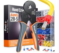 Preciva 16-4 Kit de herramientas de engarzado cuadrado para férula, abrazadera de trinquete AWG 28-5 (0.08-16 mm²) con 1200 manguitos de conector de terminal