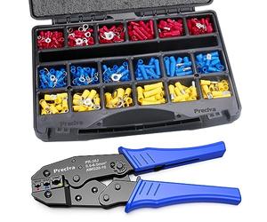 Preciva Alicates de Crimpado Profesional, Crimpadora para Conectores Aislado, Kit Crimpadora 0.5-6mm² AWG22-13, Juego de Pinzas y Terminales de Cable con Maletín