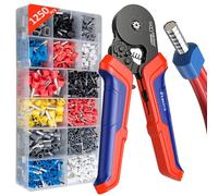 Preciva Alicates de crimpadora octogonal de doble alambre, crimpadora de extremo de cable 0,25-10mm² Juego de alicates de alambre con 1250 puntas de doble y extremo único para bricolaje y uso