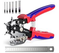 Preciva - Alicates perforadores giratorios con diseño de borde de corte en forma de V, 6 tamaños de agujeros utilizados para cuero, cinturones, hojas de hierro finas, tarjetas de papel, plásticos y