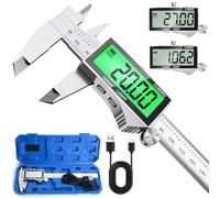 Preciva Calibre Digital 150mm, Pie de Rey Digital Recargable USB-C, Calibre Electrónico con Grande Pantalla LCD Retroiluminada, Acero Inoxidable, Medición mm/in, Herramienta Profesional