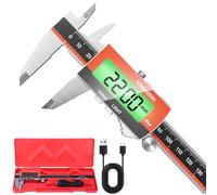 Preciva Calibre Digital Recargable, Pie de Rey Electrónico con Pantalla LCD Grande Retroiluminada Calibrador Digital en Acero Inoxidable Micrómetro Preciso USB