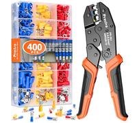 Preciva Crimpadora para Conectores Aislado, 18 Modelos [0,5-6 mm²], para Cables Electrónicos y Telecomunicaciones, con 400 Conectores Crimpados Incluidos