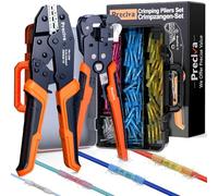 Preciva Crimpadora para Terminales Aislados y Pelacables Multifunzionale, Kit Conectores Termorretráctiles Impermeables, Terminales Empalme a Tope sin Soldadura, Herramientas Electricista Profesional
