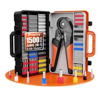 Preciva Crimpadora Terminales Electricos 0,08-16 mm² con 1500 casquillos, Juego de alicates de corte, ajustables, para la industria, Alicates de corte bricolaje