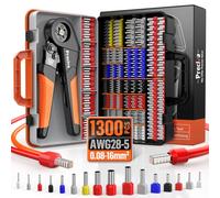 Preciva Crimpadora Terminales Electricos 0,08-16 mm² con Terminal de 1300 con un solo cable y dos cables, Juego de alicates de corte, ajustables, para la industria, Alicates de corte bricolaje