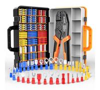 Preciva crimpadora terminales electricos, 425 piezas Terminales aislados, Kit de herramientas de crimpado para terminales de cables aislados, Conectores de crimpado en horquilla aislados de 0,5-6 mm²