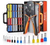 Preciva Crimpadora Terminales Eléctricos con 1500 Punteras - Alicates de Crimpeado Hexagonales 0,08-16mm², Prensa Terminales Cables, Kit de Crimpado con Caja, Herramienta de Crimpado de Virola
