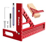 Preciva Escuadra de carpintero 3D con LáPiz y Bloque Fijo, Escuadra MetáLica De 22,5-90°, Regla De MedicióN MultiáNgulo,Rapida Herramientas De MedicióN Para CarpinteríA y Mediciones Precisas.