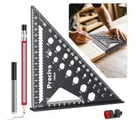 Preciva Escuadras Metalicas Carpintero con Lápiz y Localizador de Tuercas, Escuadra Carpintero 180Mm para Carpintero Medir y Marcar