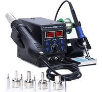 Preciva Estación de Soldadura Aire Caliente SMD 2 en 1 con 5 Punta, Control PID, Temperatura y Flujo Ajustables, Función Auto Start/Stop para Desoldadura Electrónica (8786D)