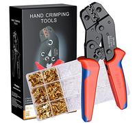 Preciva Juego de Alicates Crimpadores para Terminales Eléctricos 0.5-1.5mm² con 300 Piezas Macho Hembra Terminales Para Conector de Cable