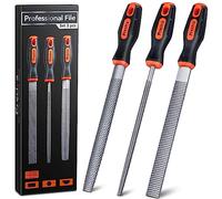 Preciva,Juego de herramientas de limas de madera 3 en 1, juego de limas de madera con 3x200 mm planas, de acero de alto carbono, juego de limas de ingeniería para madera con agarre suave