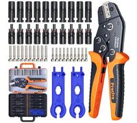 Preciva Kit Crimpadora MC4, Conectores para Paneles Solares, 2,5-6 mm² (AWG16-10), Terminales Solares/Conectores Fotovoltaicos Impermeable, 2 Llaves y Maletín Organizador