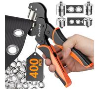Preciva - Kit de herramientas con ojales, kit de alicates de mano portátil, perforadora manual con 500 ojales plateados de 3/8 pulgadas (10 mm+6 mm)