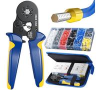 Preciva Kit de herramientas de crimpado de virola con 1900 conectores de alambre, hexagonales AWG23-10 con dientes de sierra autoajustables kit de crimpadora de terminales de alambre de trinquete