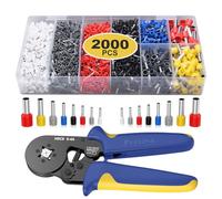 Preciva Kit de herramientas de crimpado de virola con 2000 conectores de alambre, AWG23-7 - Juego de herramientas de crimpado de alambre de trinquete autoajustable (azul)