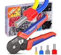 Preciva - Kit de herramientas de crimpado de virola hexagonal, dientes de sierra autoajustables, kit de crimpadora con 1500 terminales de alambre, conectores de crimpado, casquillos de extremo de
