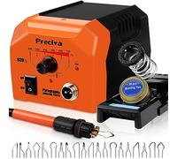 Preciva - Kit de herramientas para bolígrafo Woodburner con estación de hierro de soldadura, temperatura ajustable 40 W, 250 - 750 ℃, 20 puntas y soporte para grabado en madera (Negro)