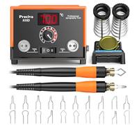 Preciva Kit de pirograbado de leña de 25 W con control de temperatura, 20 puntas, temperatura ajustable de 250 hasta 750 °C, ideal para tallar madera, cuero y calabazas, etc.